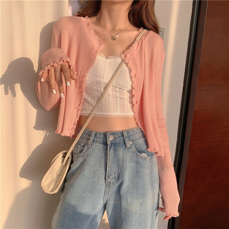 cropped thin cardigan