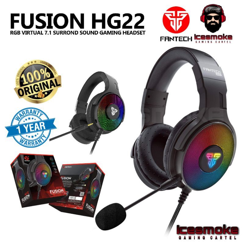 Original Fantech Fusion Hg22 Rgb Virtual 7 1 Surround Sound Gaming Headset Noise Cancelling