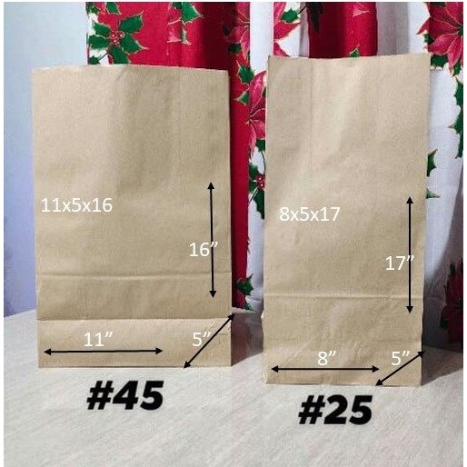 Kraft, Brown Paper Bags (XL sizes 16, 20, 25, 35, 45) by 100s