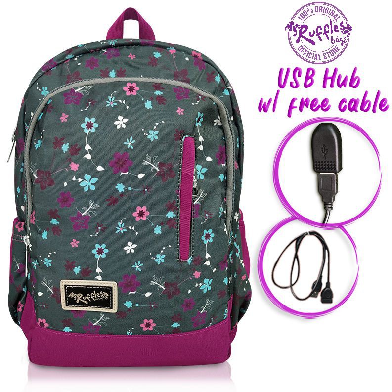 Ruffles Bags Kylie Backpack 16.5" Printed Fuchsia Shopee Philippines