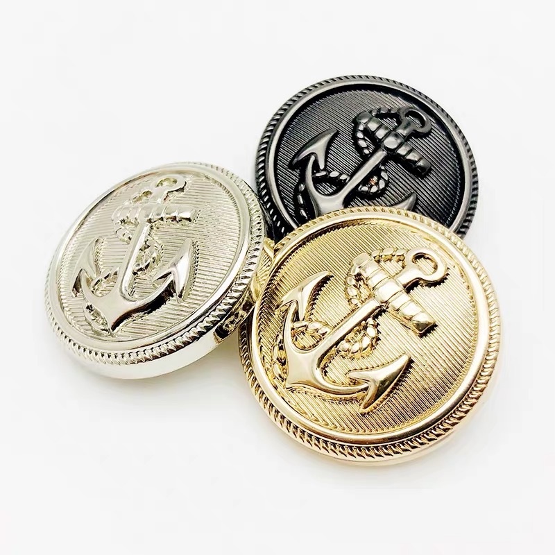 10Pieces/lot 15/20/25mm Vintage Anchor Design Clothing Sewing Buttons Black Silver Gold Metal Jacket Buttons 20mm Fashion Shirt Buttons