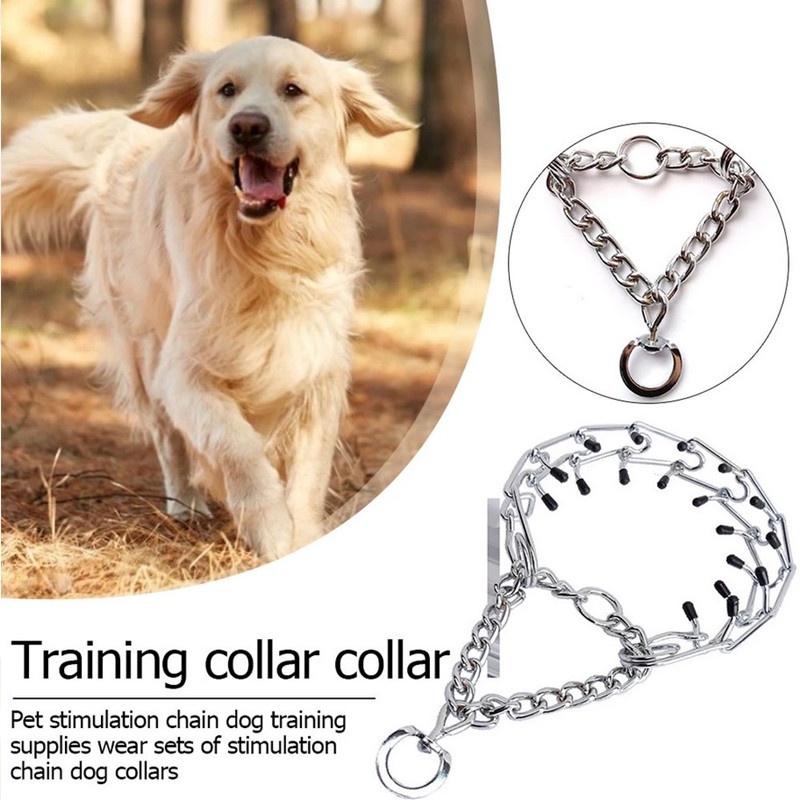 Dog Chain Training Collar Prong Choker Collars Pet Iron Metal Choke Neck Leash Walking Training Tool #7