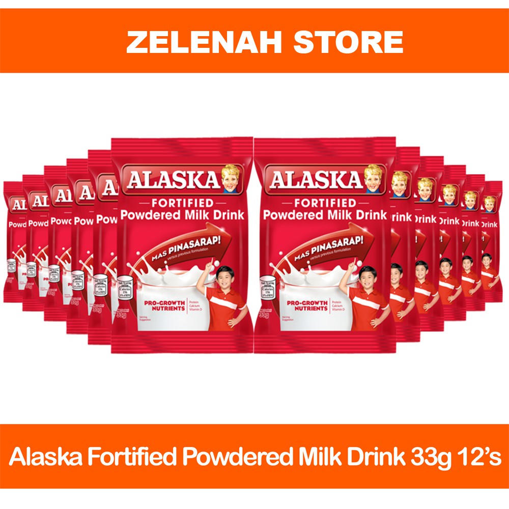 Alaska Fortified Powdered Milk 33g 12's | Shopee Philippines