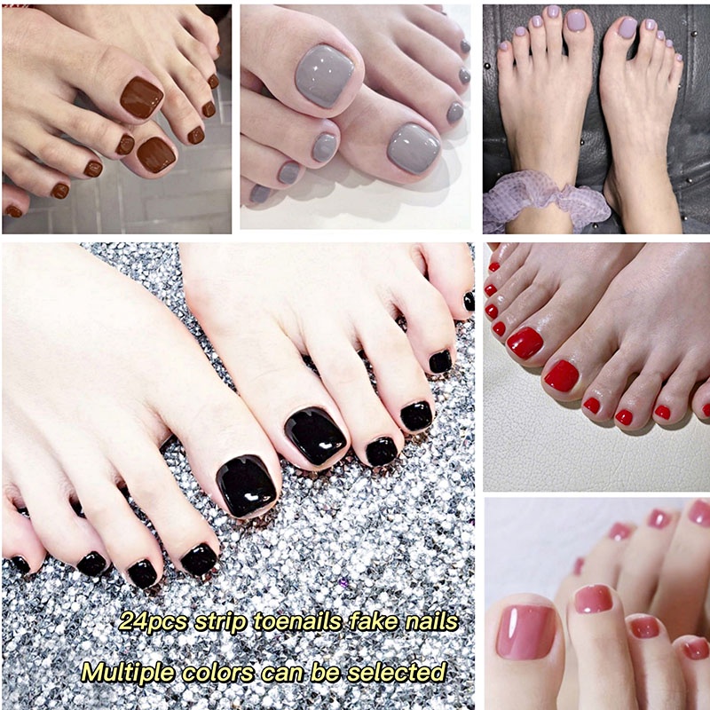 24pcs Toenails Fake Nails Sets/lot Full Cover Toe Nail Tips Detachable