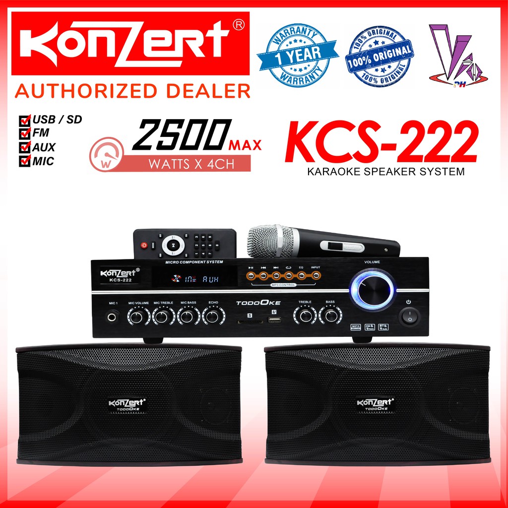 Konzert Kcs 222 Micro Component System With Usb Sd Fm Radio Bluetooth And Microphone Shopee Philippines