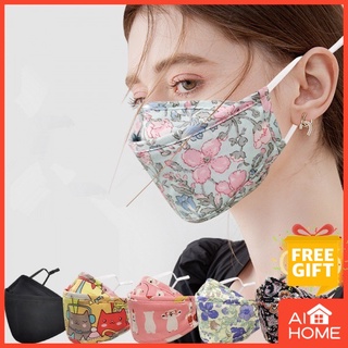 KF94 Calico Mask Cotton Fish Mask Willow Leaf Fashion Accessorier 4D Three-dimensional Lightweight Mask Washable  Adjustable cotton mask cloth mask face mask cotton floral