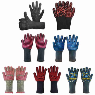 1 piece High Quality Heat Resistant BBQ Grill Gloves Oven Kitchen Non-Slip Cooking Fireproof T4P9 #7