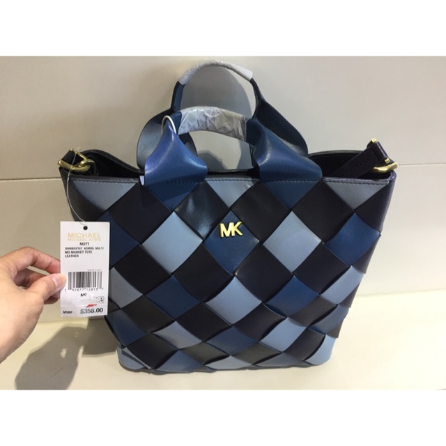 michael michael kors mott woven leather market tote