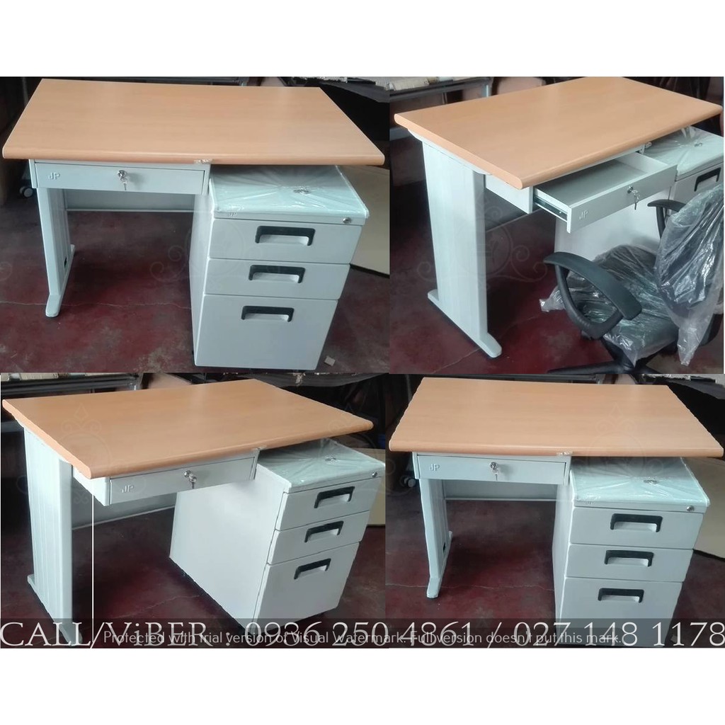 FREESTANDING OFFICE TABLE *(With Center Drawer & Mobile Pedestal