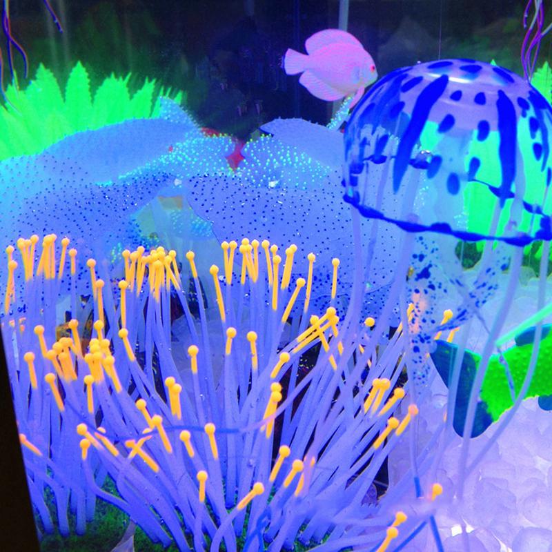 【Fast Delivery】 Soft Colorful Silicone Aquarium Artificial Jellyfish Fluorescent Floating jelly 【Veemm】 #5