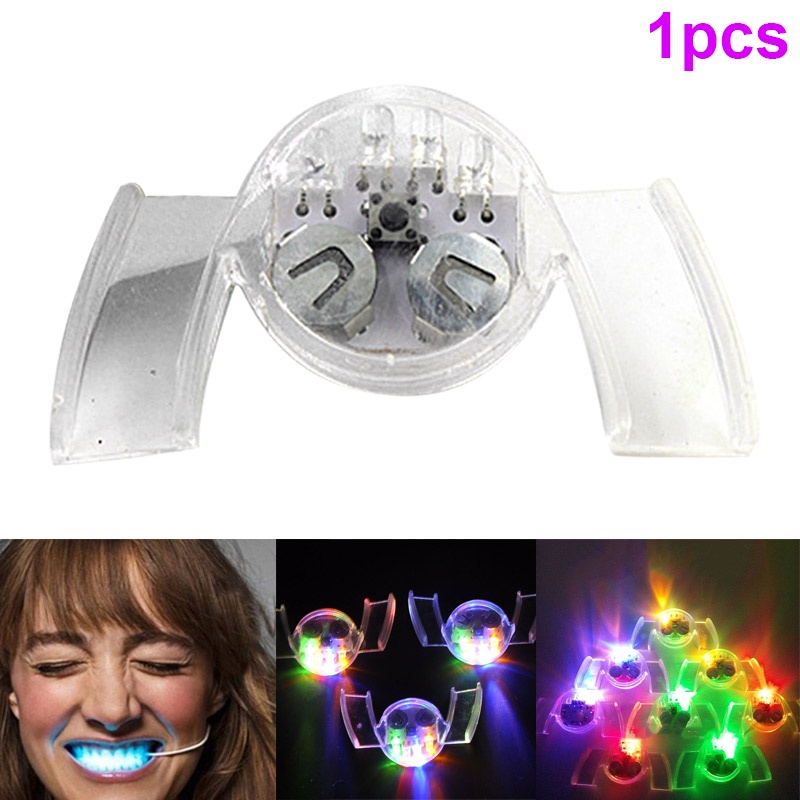 LED Flashing Light Mouth Guard Piece Glowing Tooth Toy Halloween Party