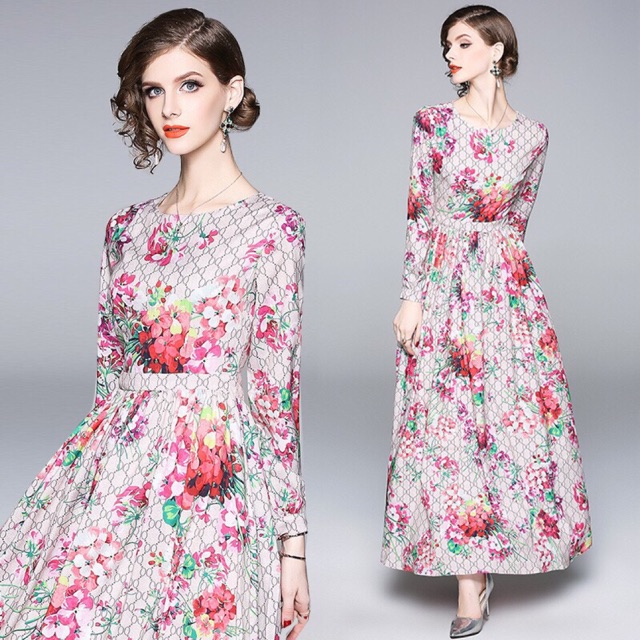gucci pink floral dress