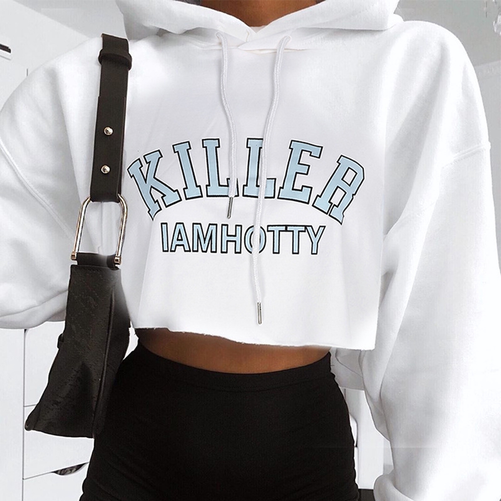 long sleeve hooded crop top