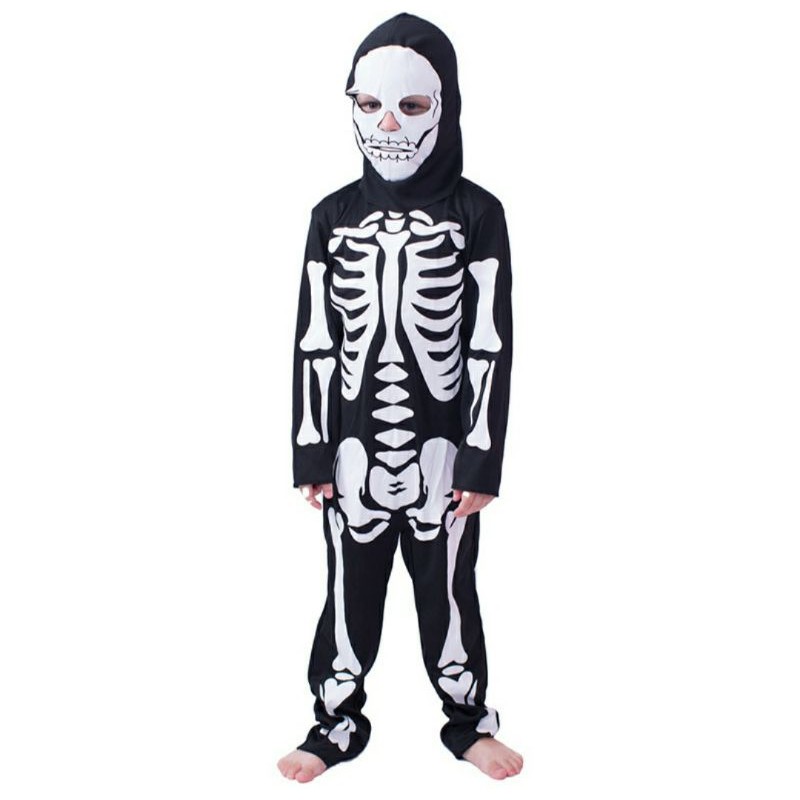 Skeleton Halloween Party Bone Costume Set Ghost Kids Overall with Mask ...