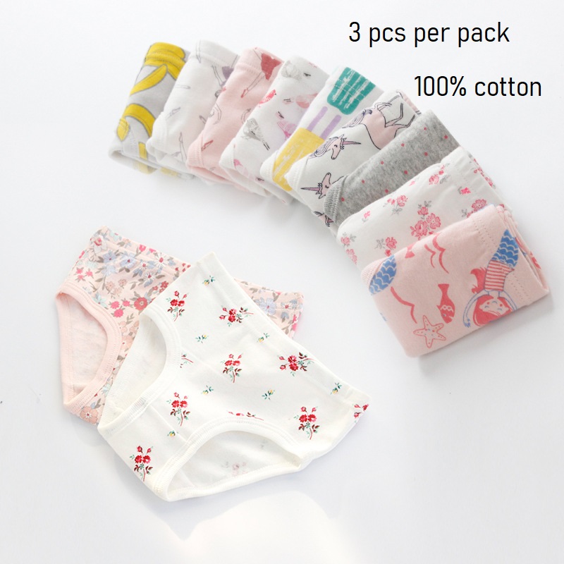 Cute Girl's Toddler & Kids 3 pcs per Pack MermaidUnderwear Cotton Soft