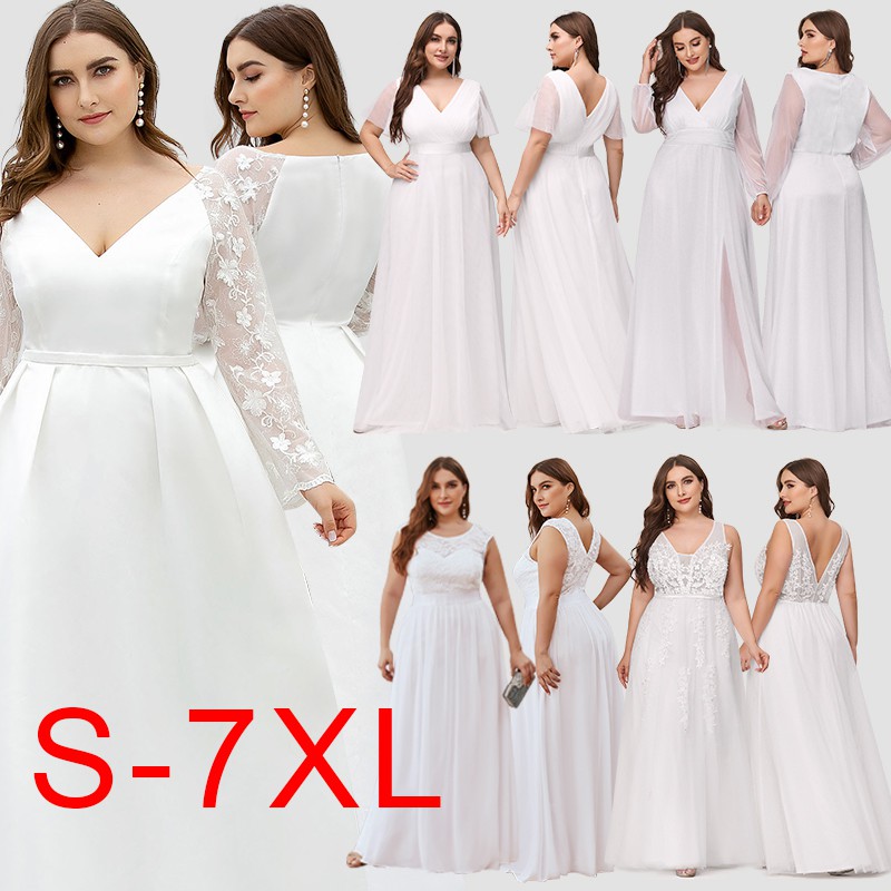 Oversize White Dress Plus Size Lace Civil Wedding Dresses A-Line Long