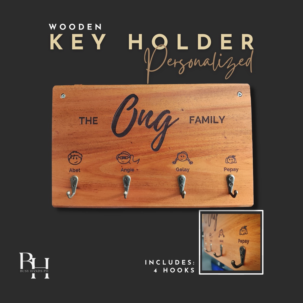 Personalized Wooden Key Holder Custom Family Key Holder for Wall