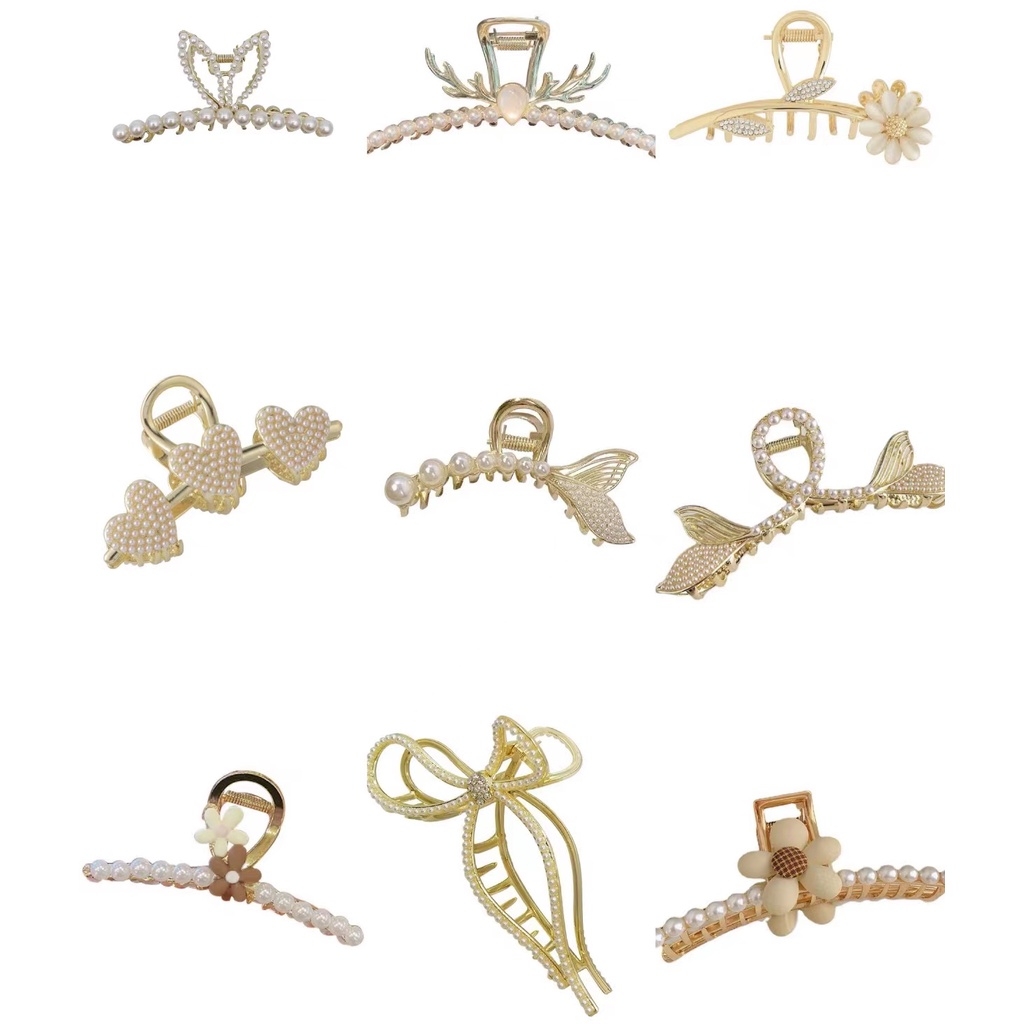 2022 New Women Elegant Gold Silver Geometric Metal Hair Claw Vintage ...