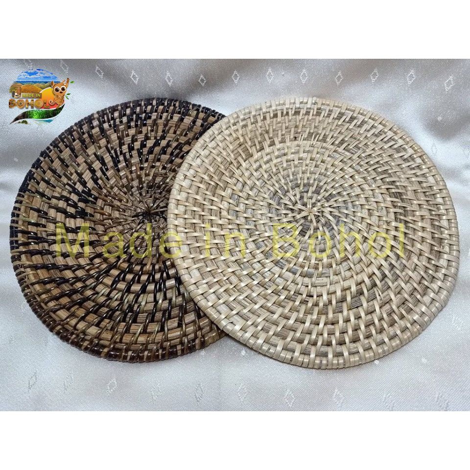 20cm Round Placemat Hot Pad Rattan Woven Wicker Handicraft Native Kitchenware Dinnerware