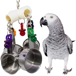 1Pcs Bird Swing Parrot Cockatiel Cage Spoon Hanging Climbing Bite Nibble Chewing Pet Toy Silver Multiple Small Spoon Decorations