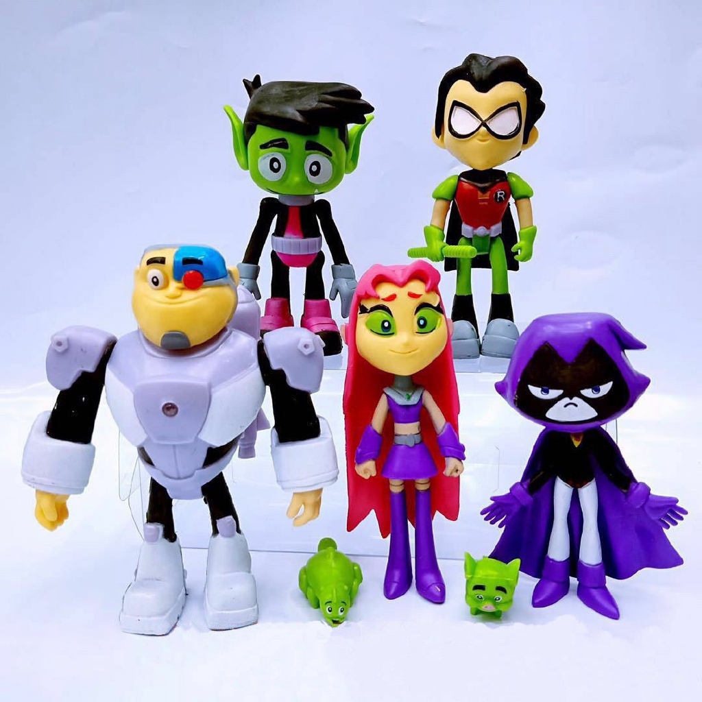 7pcs Teen Titans Go To The Movies Robin Cyborg Beast Boy Raven Action Figure Kids Gifts Toy - details about 7pcs roblox game character roblox action figure kids gift doll cake topper toys