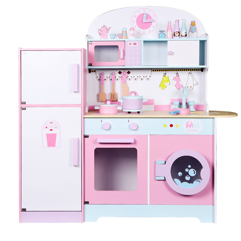 [READY STOCK] Kids Wooden Pink Life-size Big Pretend Play Refrigerator