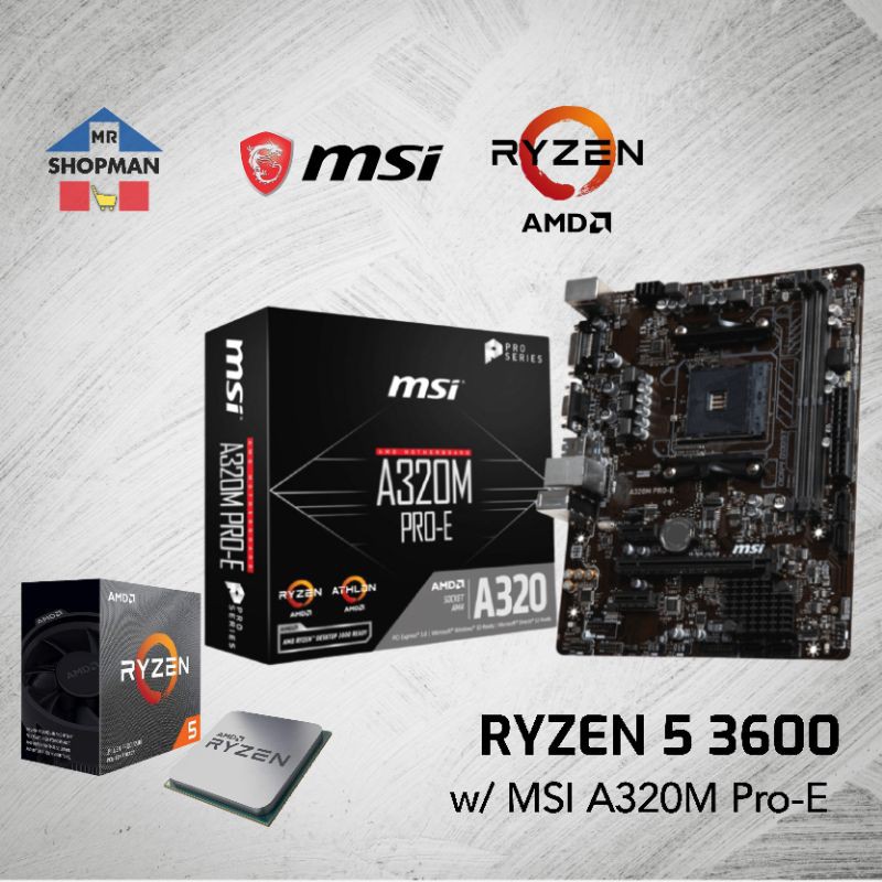 AMD Ryzen 5 3600 Processor + MSI A320M ProE Motherboard Bundle