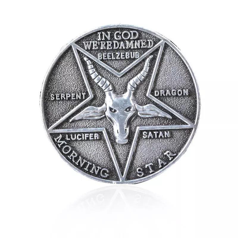 LIGONG 2Pcs Satan Coins Lucifer Pentecostal Coin Cosplay Accessories Movie Costume Prop 