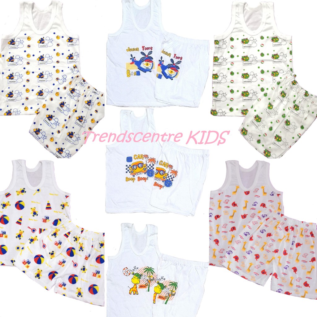 Babyhug 100% Cotton Knit Sleeveless Striped Sando & Shorts Set With Super Boy Print - Yellow main image 0
