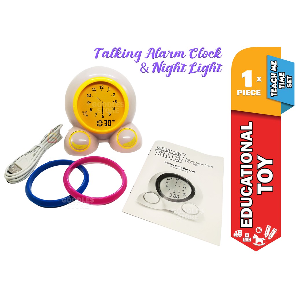 Teach Me Time Alarm Clock & Nightlight Digital Analog Clock Kids Toys