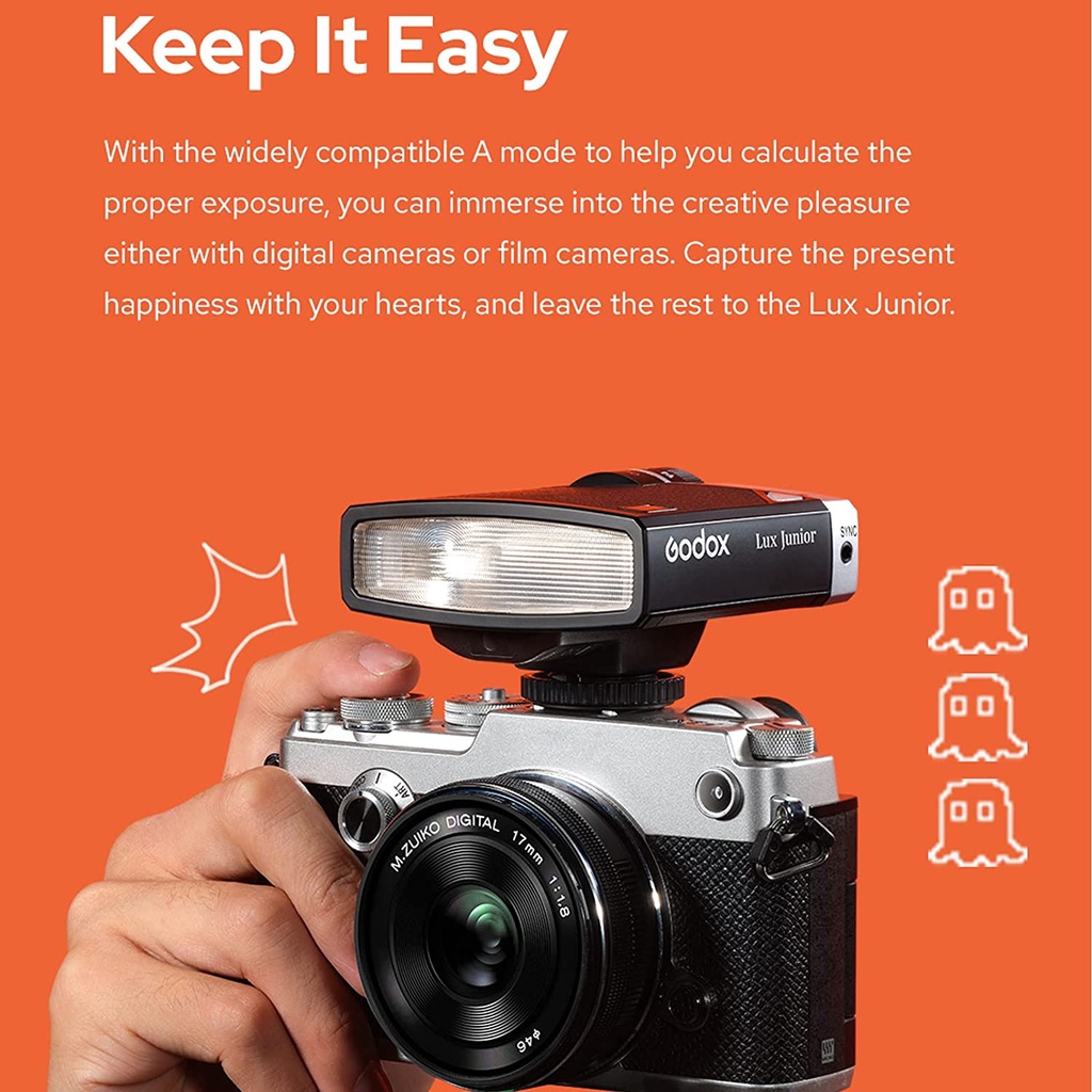 GODOX Lux Junior Retro Design Flash for Digital and Film Cameras w/ Center Pin Sync Port MVP CAMERA #4