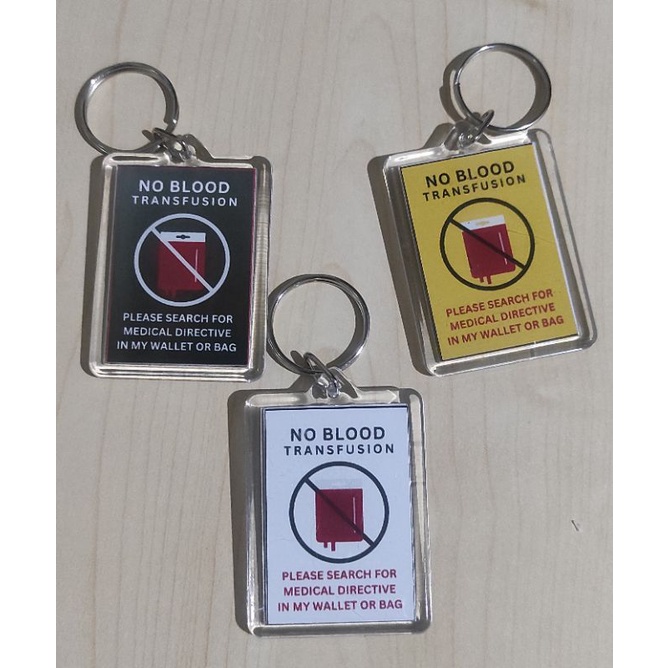 Jehovah's Witness No Blood Transfusion KeyChain Ministry Supplies for JW Gifts JW.org 