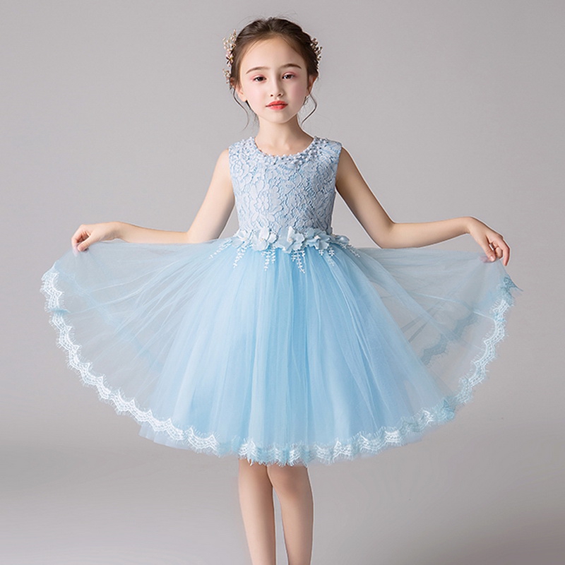 Baby Girls Short Dress Sleeveless Kids Lace Birthday Dress Children ...