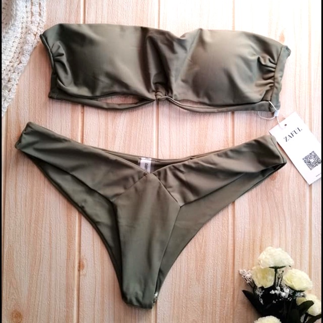 zaful olive green bikini