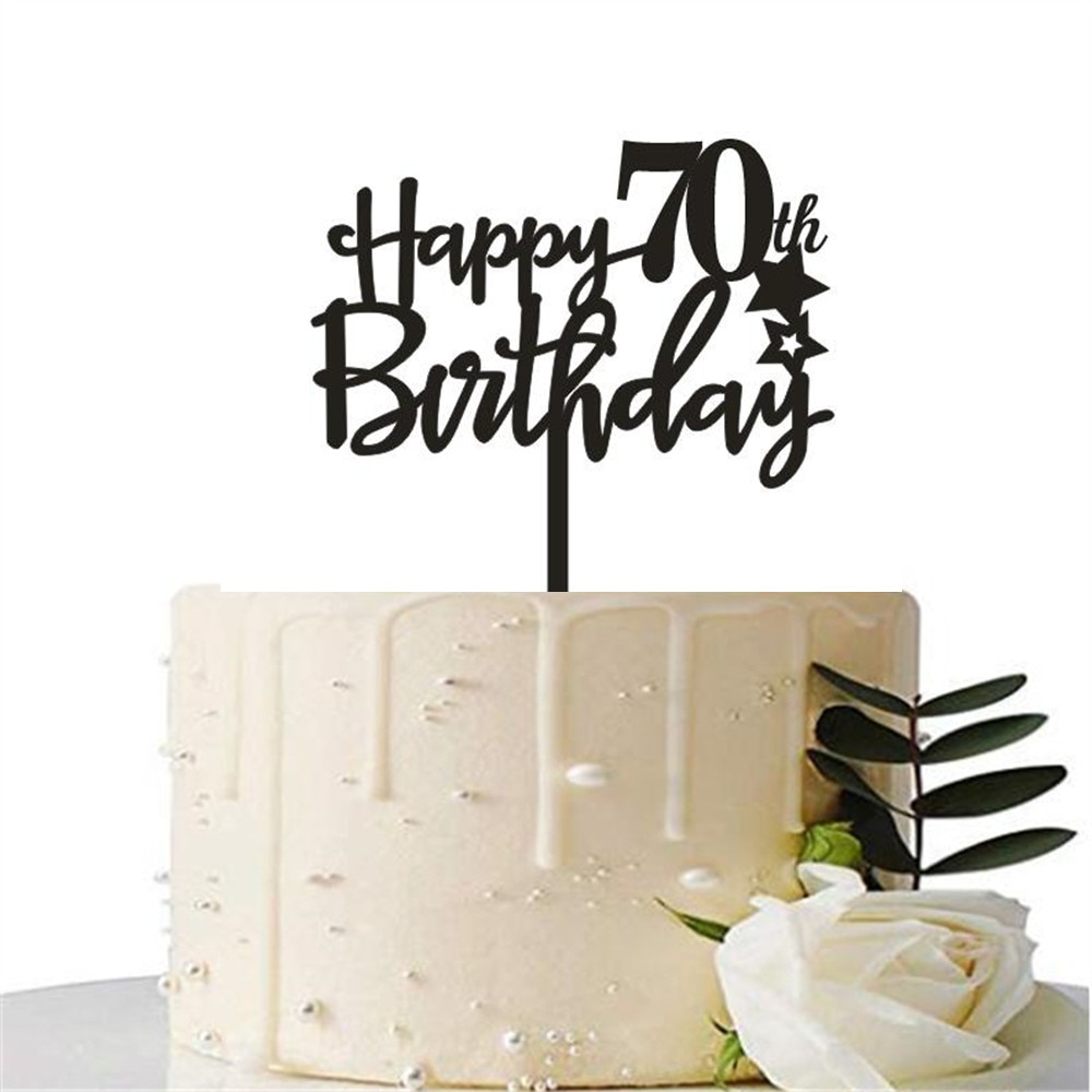 Happy 70th Birthday Cake Topper Black Happy 40th Birthday Cake Topper ...