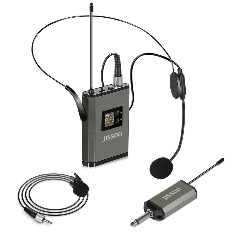 JISSDO Wireless Headset Microphone Lavalier Lapel Mic, UHF Microphone