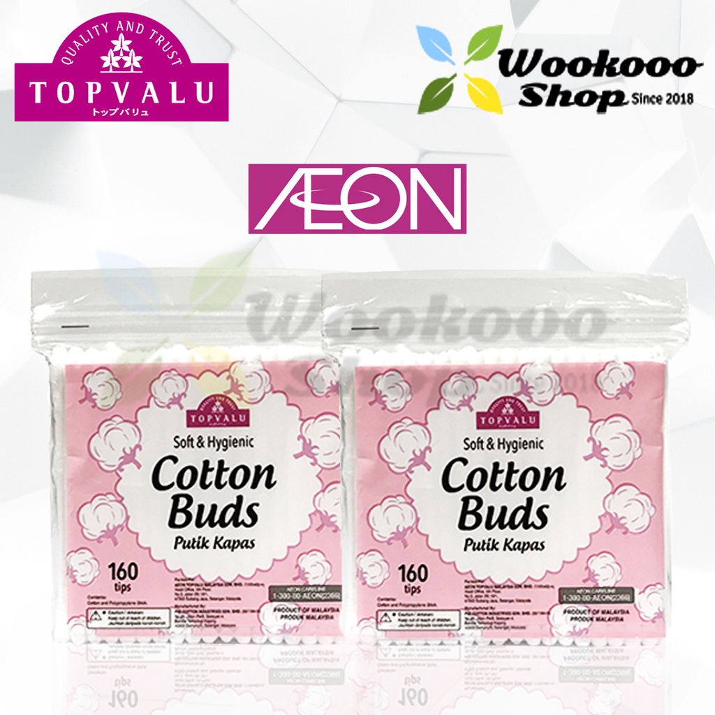 AEON TOP VALU COTTON SWAB Cotton Buds 160 Tips / Tobib Lee / Putik Kapas Disposable Cotton Swabs