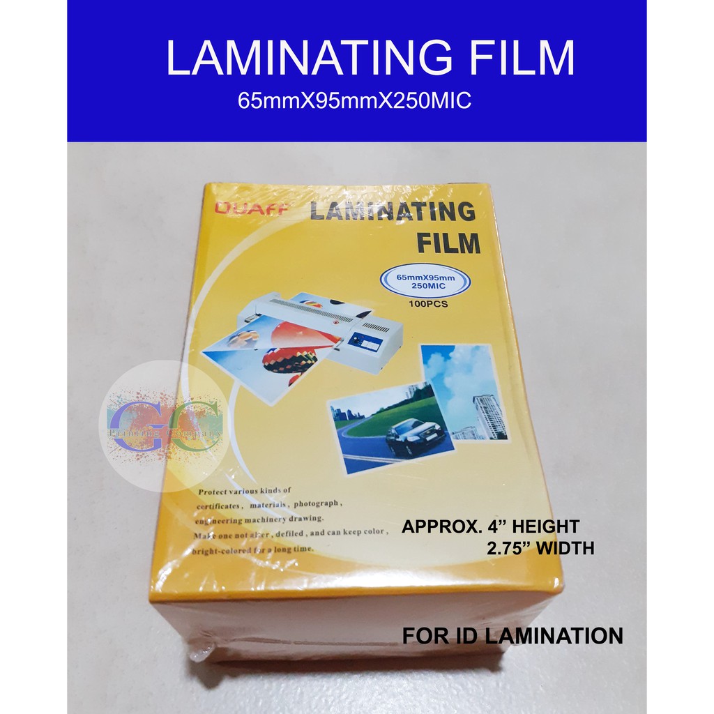 Quaff Laminating Film ID size 65x95x250mic Shopee Philippines