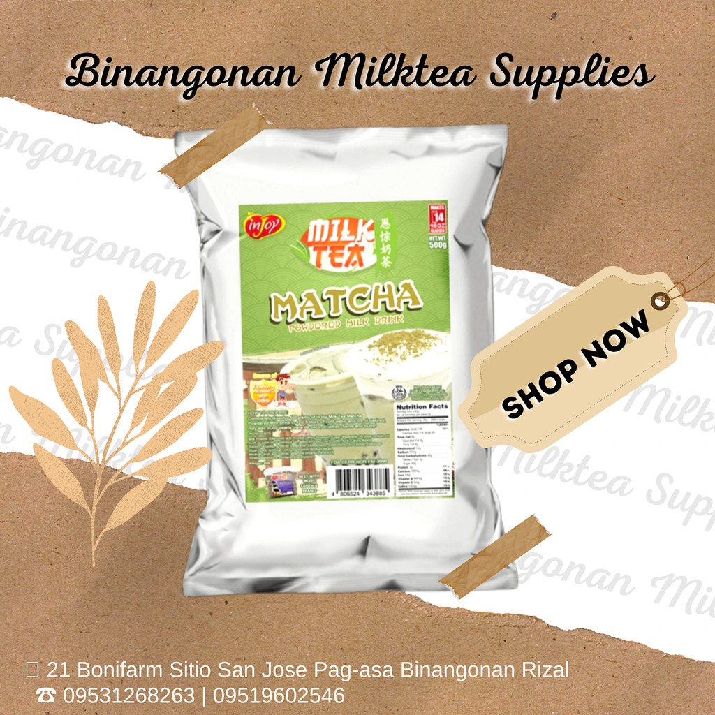 INJOY MATCHA MILK TEA FLAVORED POWDER 500G Shopee Philippines