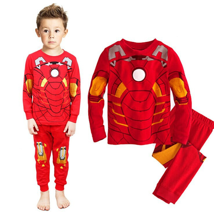 Age 1-7yrs Kids Baby Boys Pajamas Set Cartoon Hulk Ironman Sleepwear Toddler Long Sleeve Pyjamas jYp