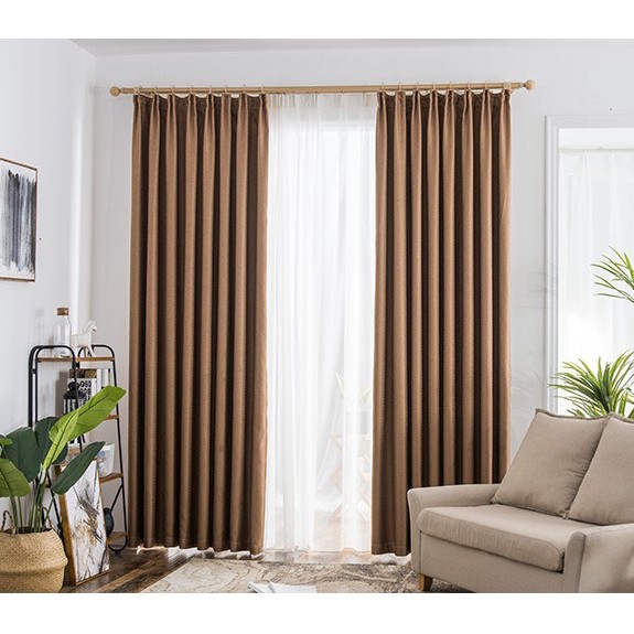 Modern Nordic Plain Linen Blackout Curtains Living Room Bedr