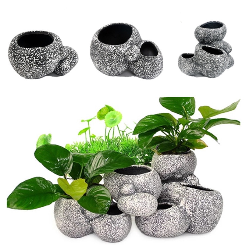 Aquarium Plant Bonsai Stone Pot Fish Tank Cave Decoration For Fish