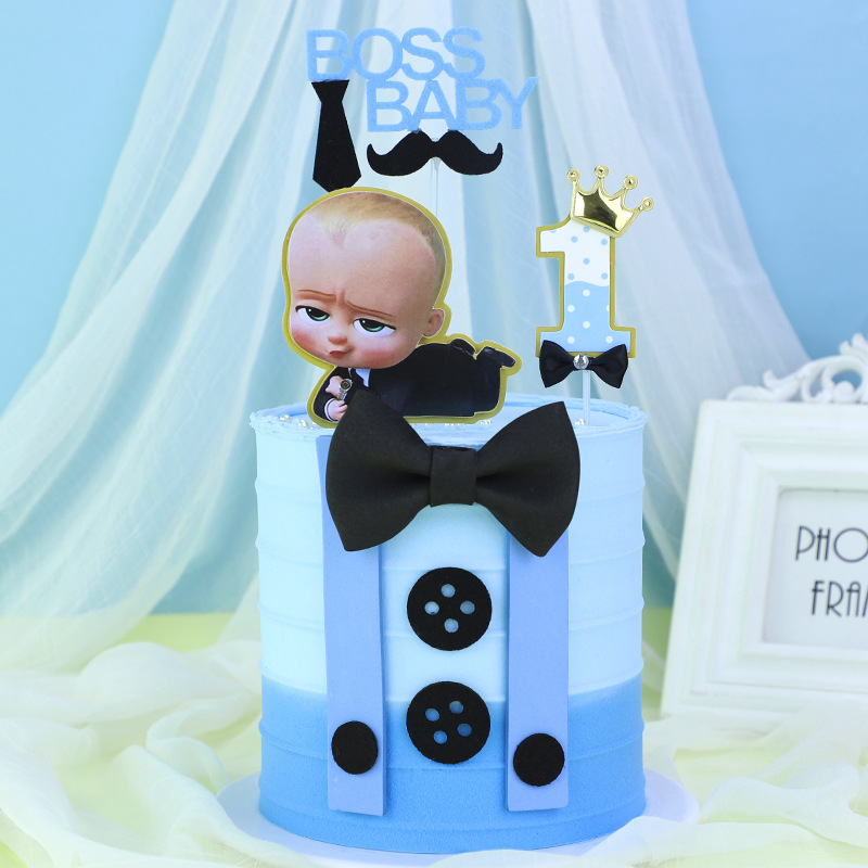 7pcsset Boss Baby Button Bow Tie Cake Toppers Party Supplies Needs