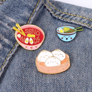 Cartoon Brooch Japanese Ramen Sushi Enamel Badge Cute Bun Ramen Brooch Pin Lapel Badge Jewelry Funny Tableware Food Pin Gift for Kids #2