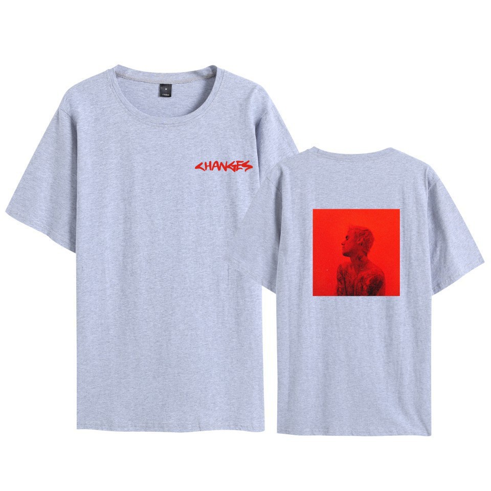 justin bieber Merchandise Printing Cute Fashion Loose Couple Short-Sleeved Summer Versatile Multi-Pic