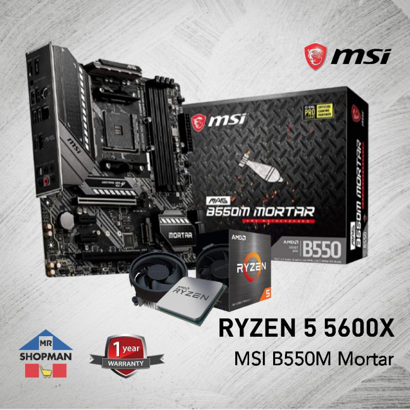 AMD Ryzen 5 5600X Processor + Msi B550M Mortar Motherboard Bundle ...