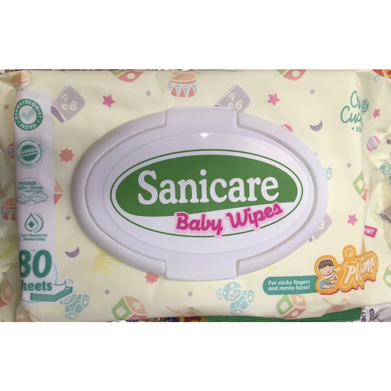 Sanicare baby wipes with crisp cucumber scent 80 sheets Shopee