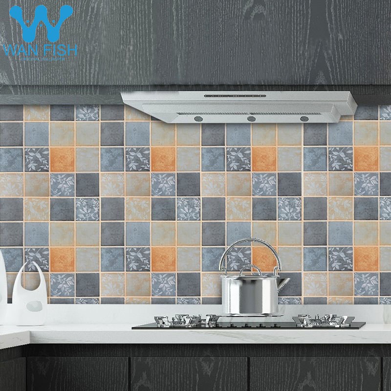 WANFISH Tiles Design for Bathroom Kitchen Waterproof Wallpaper Self-Adhesive Wall Sticker 10Mx45CM #5