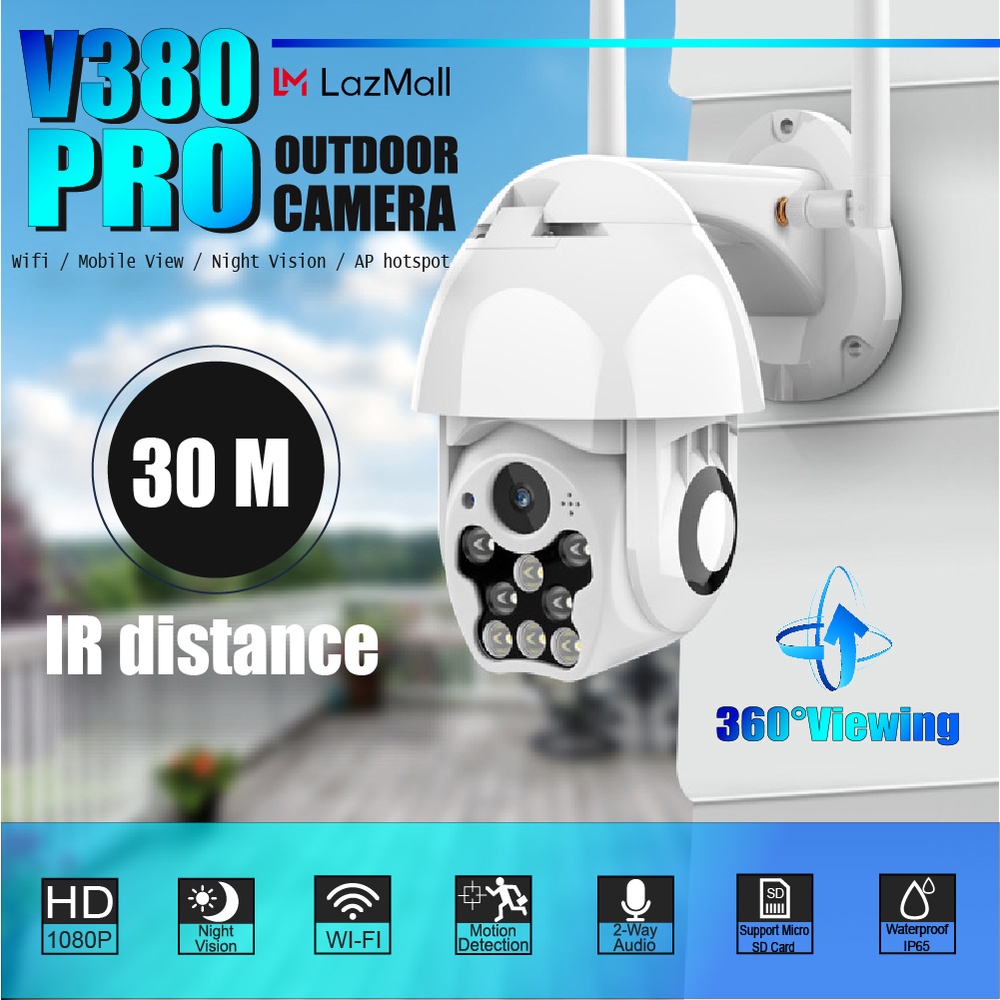 V380 Pro H7 CCTV Camera Outdoor With Led Light 1080p Hd Night Vision A8