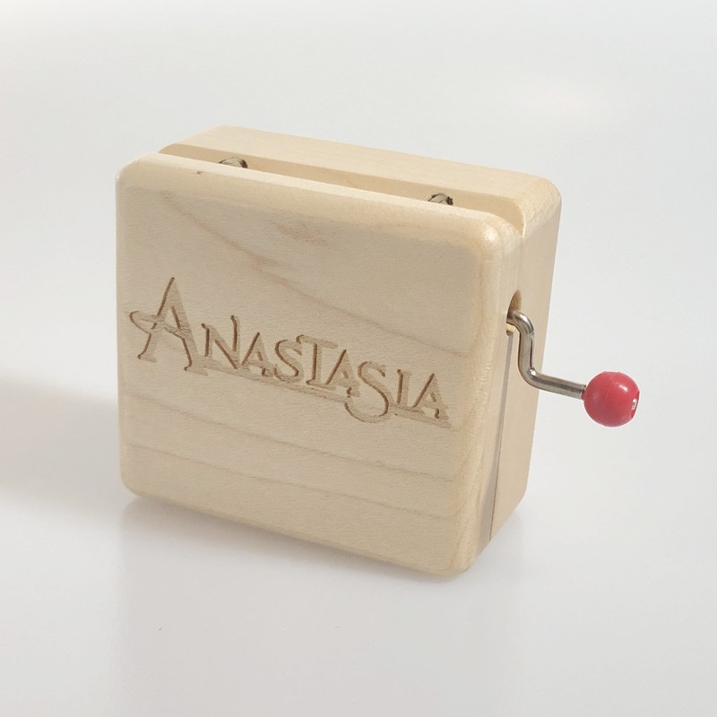 Once Upon A December Artisanal ANASTASIA Wood Black Hand Crank Music Box